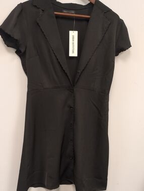 Urban Outfitters Black Mini Dress with Scalloped Trim